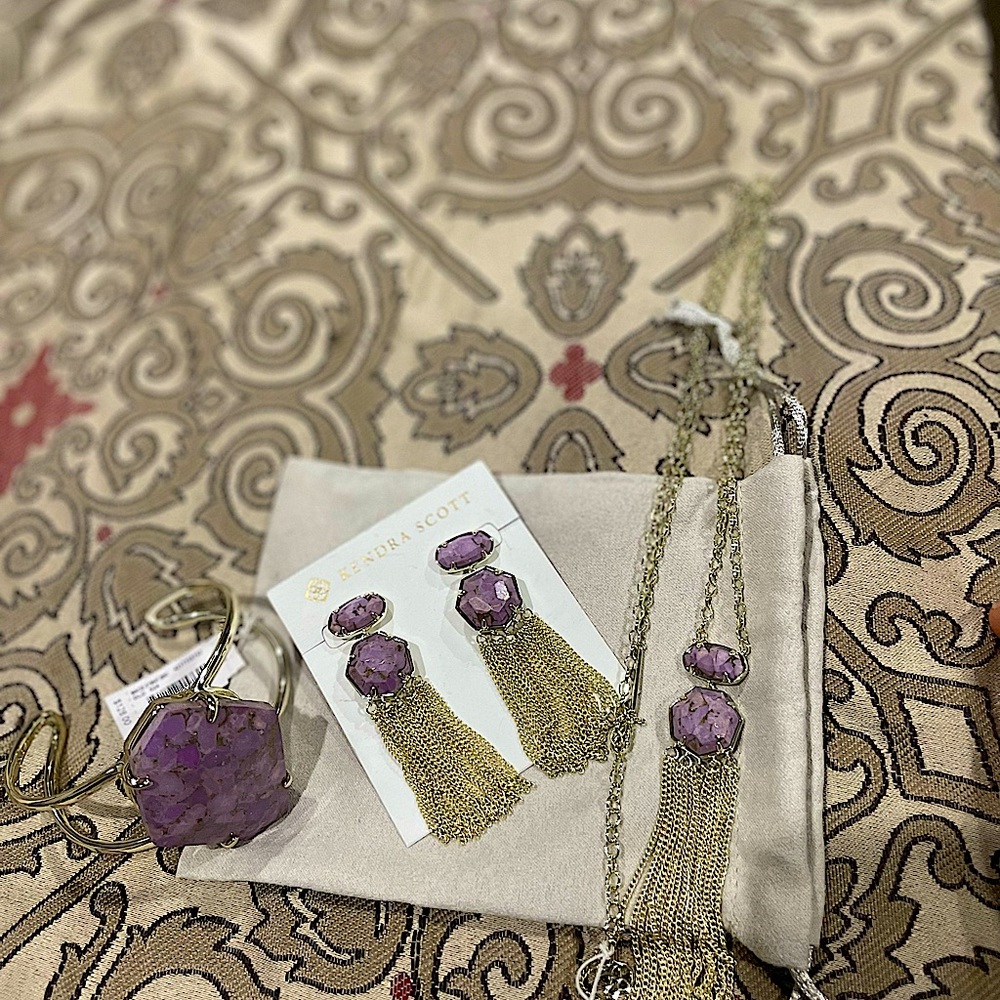 NWT Kendra Scott Bronze Veined Lilac Magnesite 3 piece set